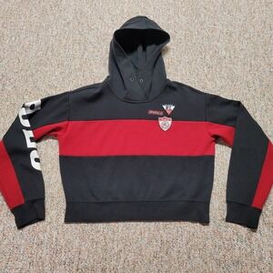Polo Ralph Lauren Sweatshirt Womens Large Black Red Striped Racing Team Patches